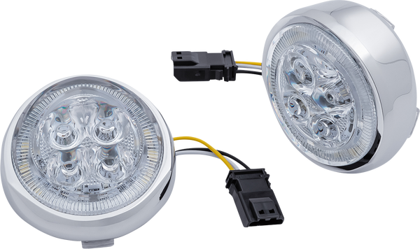 Led Lighted Fang® Front Signal Light Inserts With Bezel Chrome, 2, nordicamoto.ro