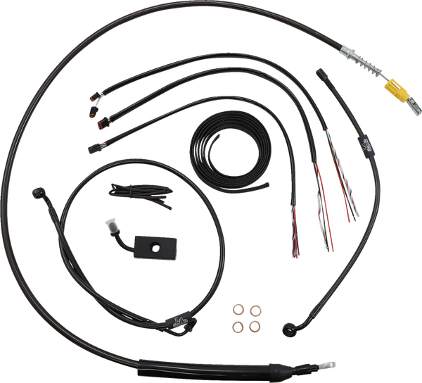 Complete Midnight Braided Handlebar Cable/brake Line Kit Black, 1, nordicamoto.ro