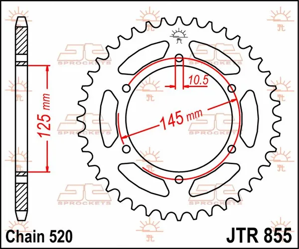 JT SPROCKETS Fekete hátsó lánckerék, 2, nordicamoto.ro