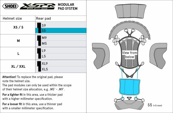Hátsó középső párna a SHOEI XPRO Type-P L9 sisakhoz, 2, nordicamoto.ro