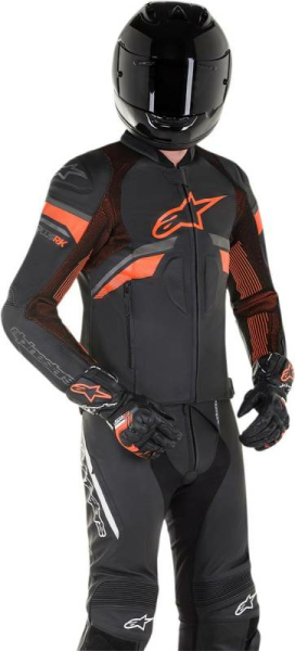 GP Plus R V3 Rideknit bőrdzseki, fekete/fluoreszkáló piros, 50-es méret, 2, nordicamoto.ro