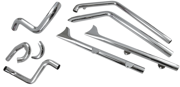 Fishtail True Dual Exhaust System Chrome, 2, nordicamoto.ro