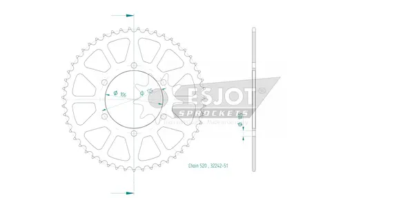 Standard 520 Negru hátsó lánckerék, 2, nordicamoto.ro