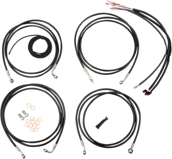 Complete Black Vinyl Braided Handlebar Cable/brake Line Kit Black, 1, nordicamoto.ro