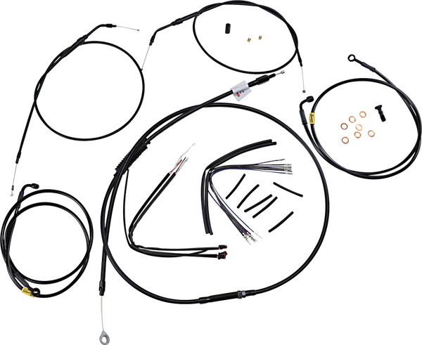 Complete Black Vinyl Handlebar Cable/line Kit For Ape Hanger Handlebars Black, 1, nordicamoto.ro