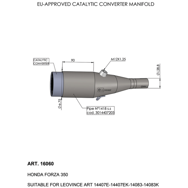 Catalytic Converter Stainless Steel, 1, nordicamoto.ro