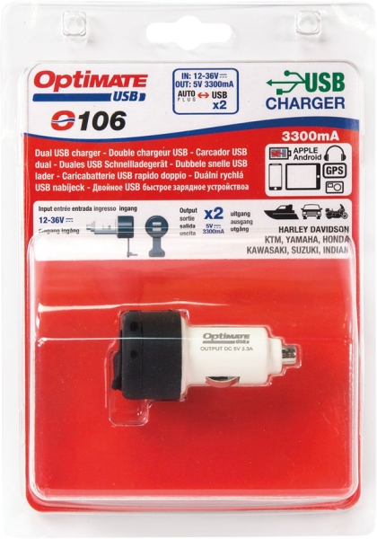 Dual Usb Fast Charger O-106 Black, White, 1, nordicamoto.ro