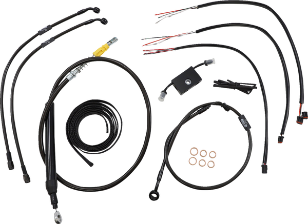 Complete Midnight Braided Handlebar Cable/brake Line Kit Black, 1, nordicamoto.ro