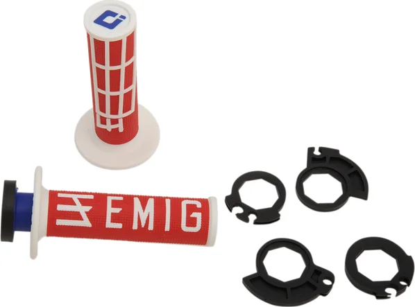 Emig Racing V2 Lock-on Grips Red, White, 1, nordicamoto.ro