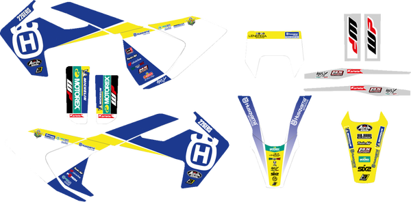 Trophy Graphic Kit Yellow, White, Blue, 2, nordicamoto.ro