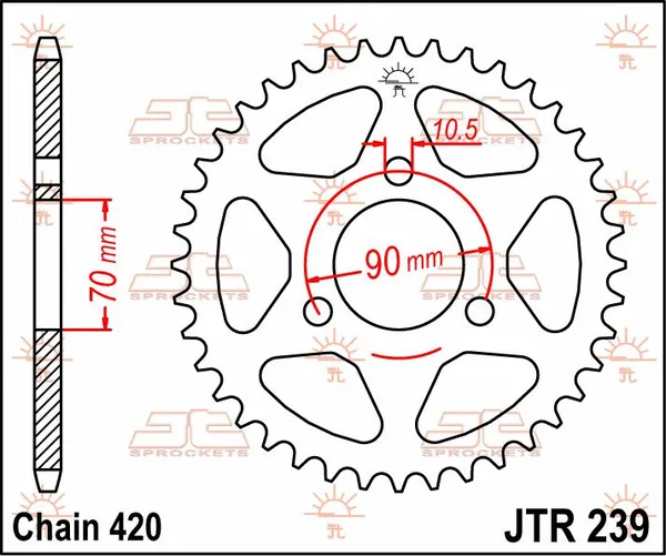 JT SPROCKETS hátsó lánckerék, természetes színű, 2, nordicamoto.ro