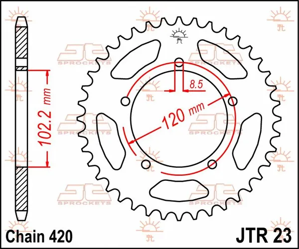 JT SPROCKETS hátsó lánckerék, természetes színű, 2, nordicamoto.ro