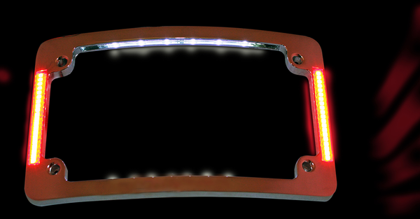 Tri-radius License Plate Frame With Flushmount Leds Amber, Red, White, 4, nordicamoto.ro