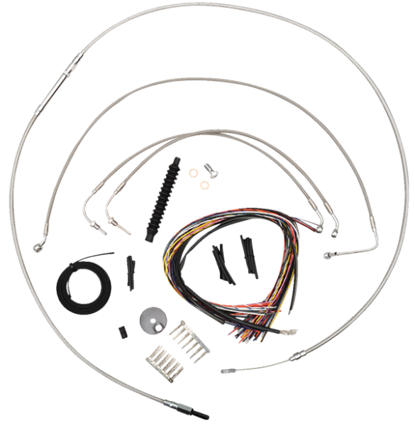Complete Stainless Braided Handlebar Cable/brake Line Kit Silver, 1, nordicamoto.ro
