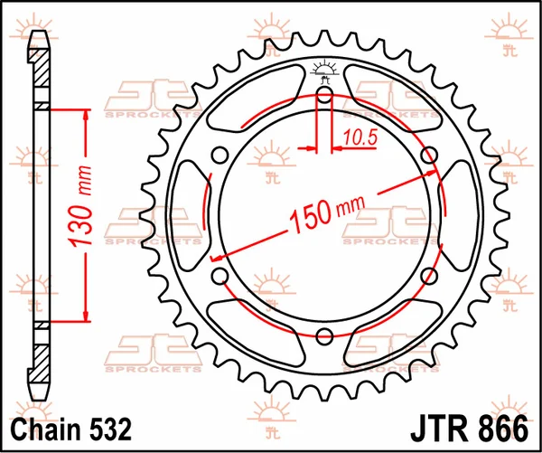 JT SPROCKETS hátsó lánckerék, természetes színű, 1, nordicamoto.ro