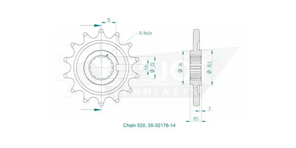 Standard Sprocket Front 520 Natural, 2, nordicamoto.ro