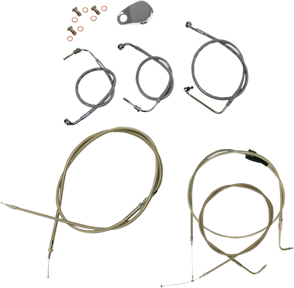 Standard Stainless Braided Handlebar Cable/brake Line Kit Silver, 2, nordicamoto.ro
