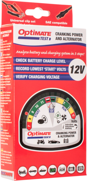Optimate Test Cranking & Alternator Black, White, 2, nordicamoto.ro