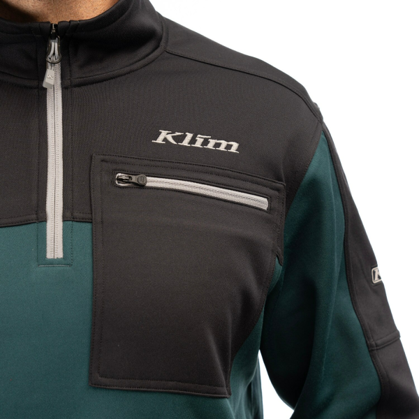 Pulover Klim Glacier 1/4 Zip Mid Layer Dark Olive - Black, 12, nordicamoto.ro