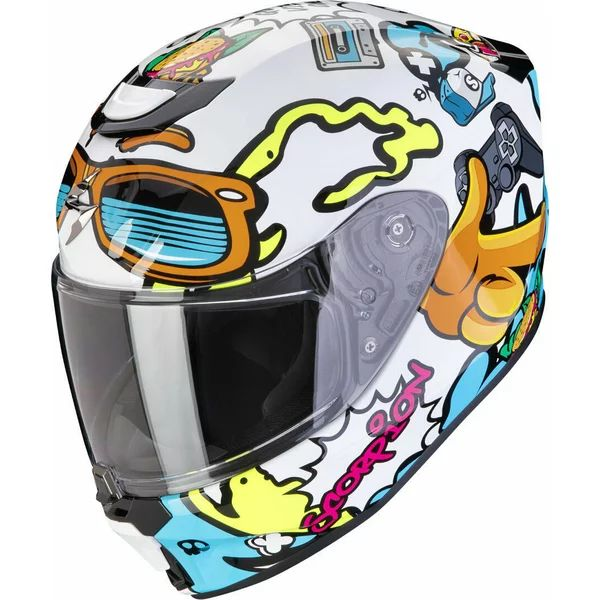 Casca integrala de copii SCORPION EXO-JNR AIR FUN L Alb/Albastru, 1, nordicamoto.ro