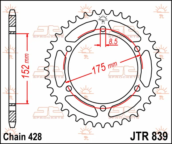 JT SPROCKETS hátsó lánckerék, természetes színű, 1, nordicamoto.ro