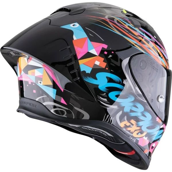 SCORPION EXO-R1 EVO II AIR SAVAGE M teljes arcú sport sisak – fekete/zöld/narancssárga, 3, nordicamoto.ro