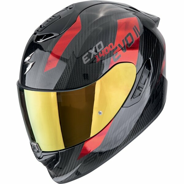 Casca integrala SCORPION EXO-1400 EVO II CARBON AIR PLATTED Negru/Rosu M, 1, nordicamoto.ro
