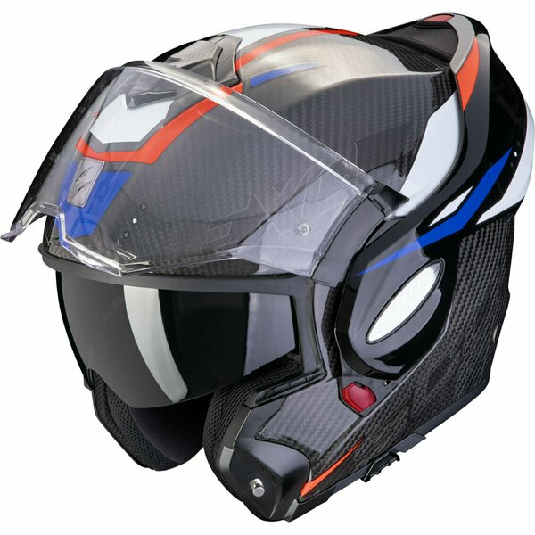 Casca modulara flip-back SCORPION EXO-TECH EVO CARBON ROVER M Negru/Verde, 4, nordicamoto.ro