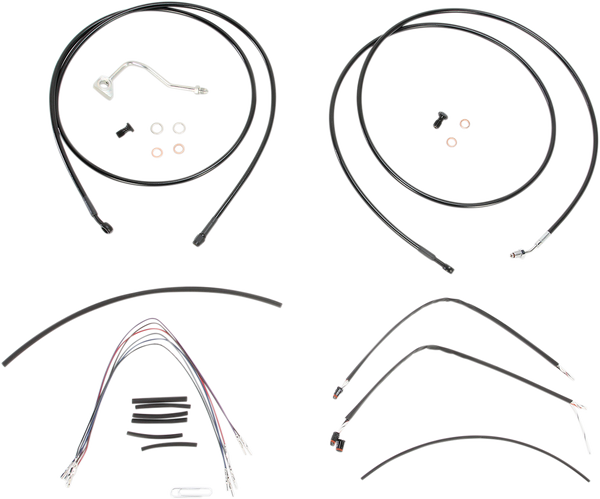 Complete Black Vinyl Handlebar Cable/line Kit For Ape Hanger Handlebars Black, 1, nordicamoto.ro