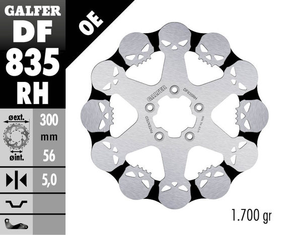 Skull Brake Rotor Black, Silver, 1, nordicamoto.ro