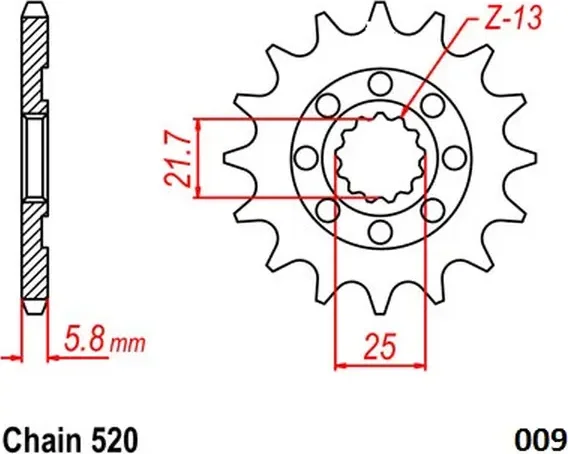 Fogaskerekek  Fata Kawasaki KXF/KLX 450 2006–2020, 1, nordicamoto.ro