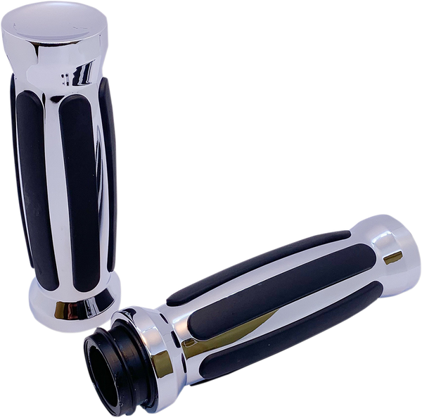 Custom Straight Rubber Grips Black, 1, nordicamoto.ro