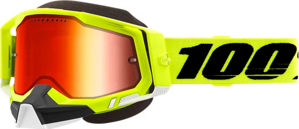 Snow 100% Racecraft 2 Fluo Yellow Mirror Lens szemüveg, EGY MÉRET, 1, nordicamoto.ro