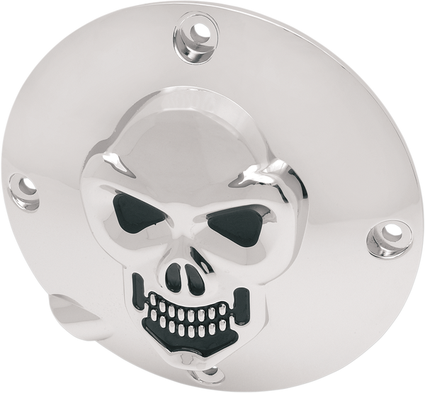 Chrome 3-d Skull Derby Cover Black, Chrome, 1, nordicamoto.ro