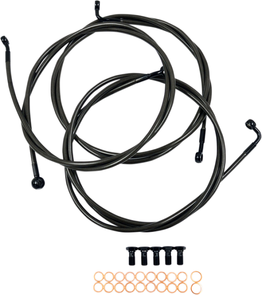 Midnight Braided Brake Line Kit Black, Midnight 38 cm - 43 cm (15' - 17'), 1, nordicamoto.ro