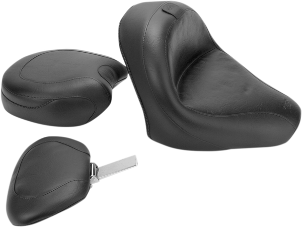 Vintage Wide Touring Seat With Driver Backrest Black, 1, nordicamoto.ro