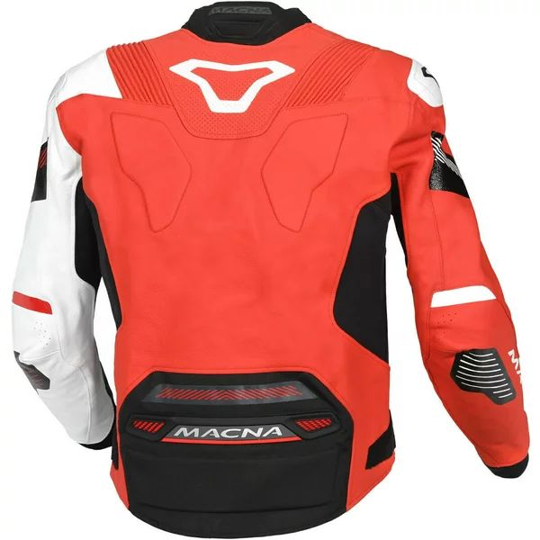 Geaca de piele sport/touring MACNA POINTER 50 Alb/Rosu, 8, nordicamoto.ro