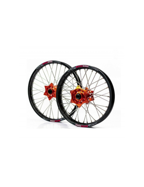 KTM/Husqvarna Enduro kerékszett 21"x1,60, 22 mm-es tengely / 18"x2,15, 20 mm-es tengely, narancssárga kerékagy, Enduro Expert SRE2118OREE, 2, nordicamoto.ro