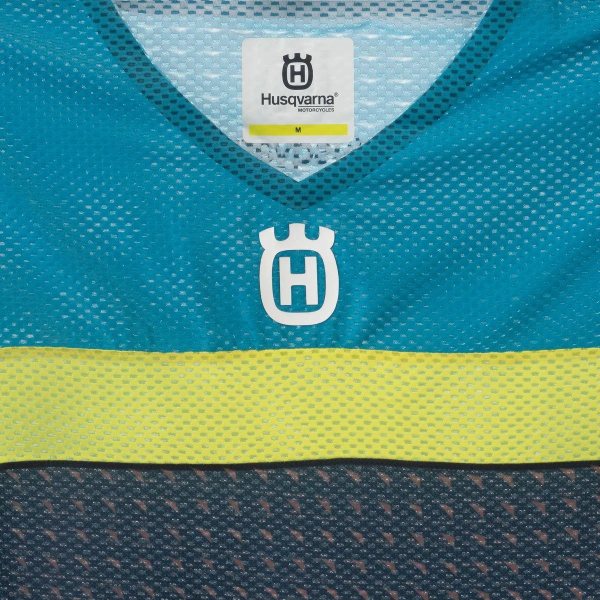 Husqvarna Railed Pro póló – kék/sárga/türkiz, L-es méret, 2, nordicamoto.ro