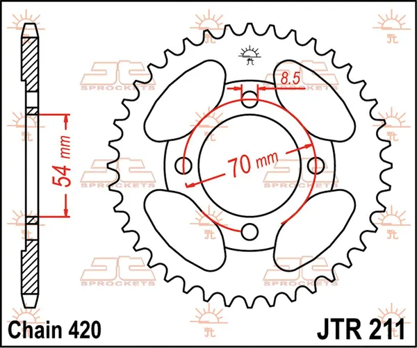 JT SPROCKETS hátsó lánckerék, természetes színű, 2, nordicamoto.ro