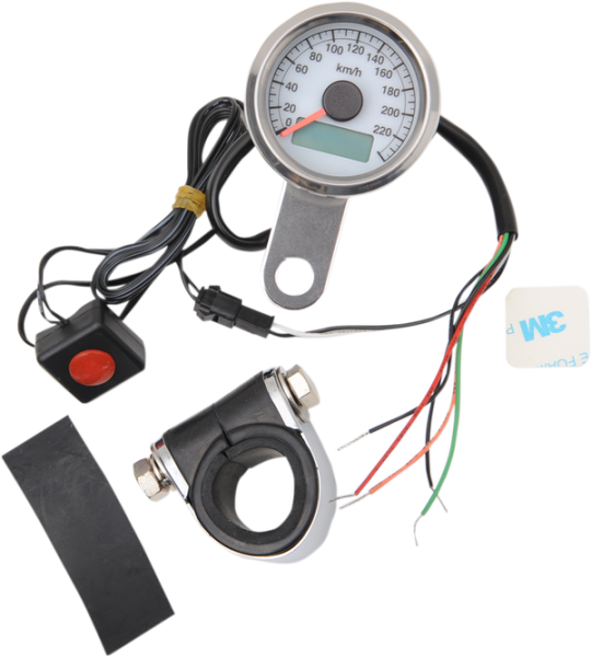 Programmable Mini Electronic Speedometer With Odometer/tripmeter White, 1, nordicamoto.ro