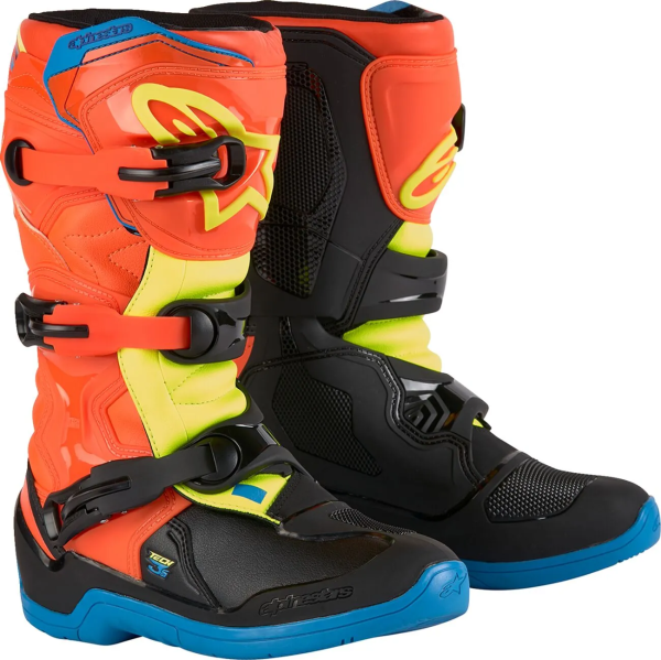 Alpinestars Tech 3s gyermekcsizma – narancssárga/kék/sárga, 42-es méret, 1, nordicamoto.ro
