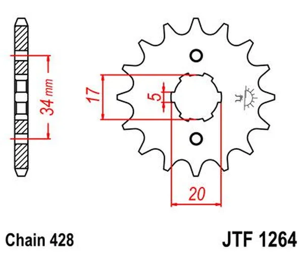 JT SPROCKETS Első lánckerék, természetes színű, 2, nordicamoto.ro
