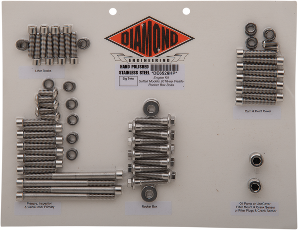 Bolt Kit Eng 07-16 Fl Polished, Stainless Steel, 2, nordicamoto.ro