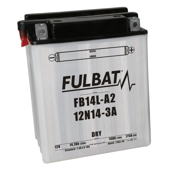 Fulbat FB14L-A2 / 12N14-3A motorkerékpár-akkumulátor, száraz, 12 V, 14,7 Ah, 175 A – elektrolittal együtt, 1, nordicamoto.ro