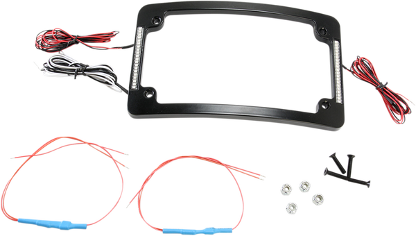 Tri-radius License Plate Frame With Flushmount Leds Amber, Red, White, 2, nordicamoto.ro