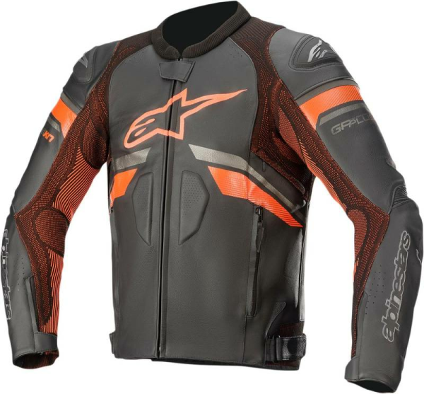GP Plus R V3 Rideknit bőrdzseki, fekete/fluoreszkáló piros, 50-es méret, 1, nordicamoto.ro