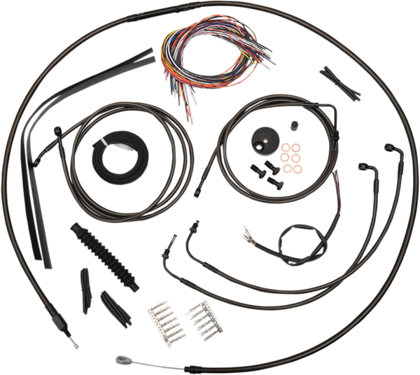 Complete Midnight Braided Handlebar Cable/brake Line Kit Black, 1, nordicamoto.ro