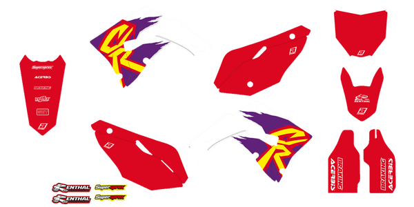 Graphic Kit Retro With Seat Cover White, Red, Purple, 2, nordicamoto.ro