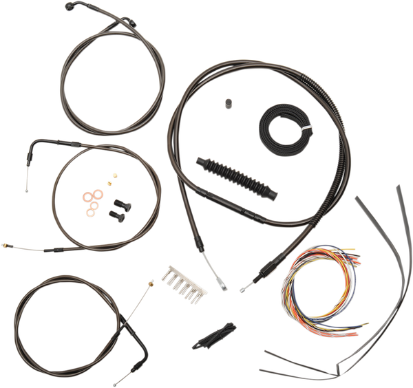 Complete Midnight Braided Handlebar Cable/brake Line Kit Black, 1, nordicamoto.ro